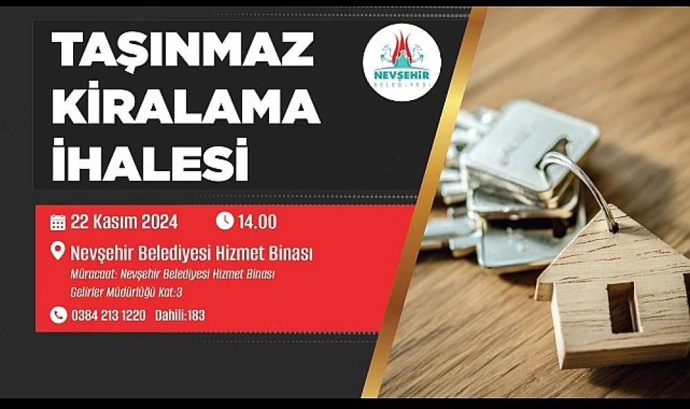 Nevşehir Belediyesi'nden taşınmaz kiralama ihalesi.