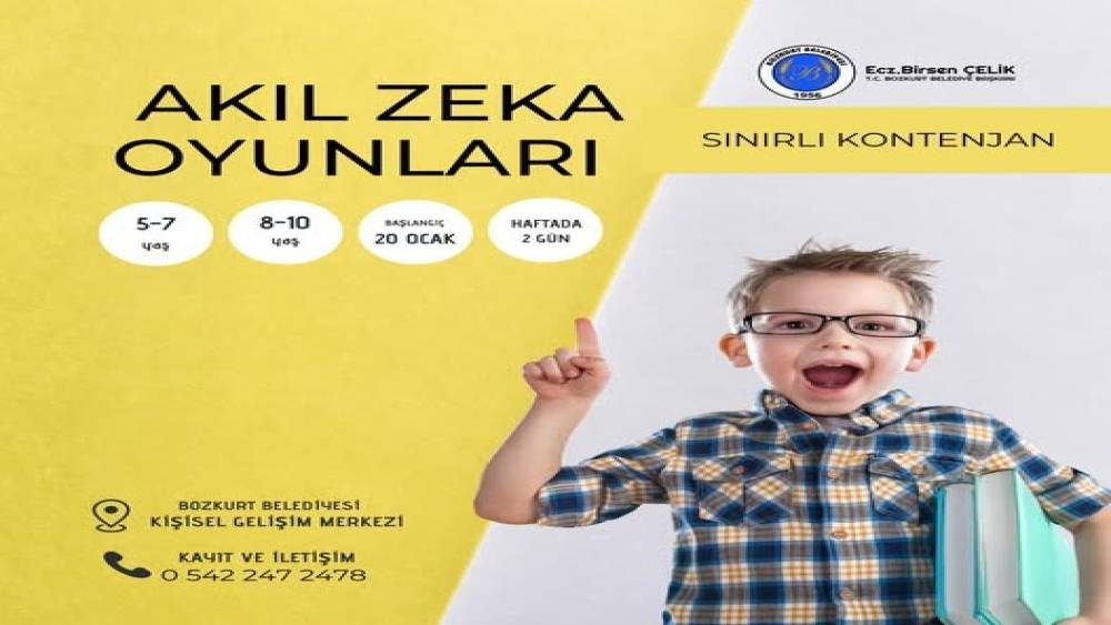 Bozkurt Belediyesinin Akıl Zeka Oyunları kursu kayıtları başladı.
